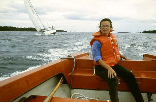 me steering a boat in Sweden