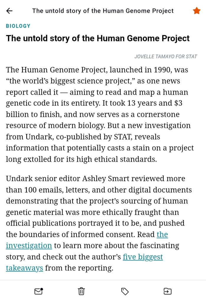 screenshot STAT newsletter email item