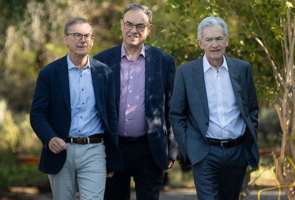 Macklem, governor of the Bank of Canada, age 63; Bailey, Governor of the Bank of England, age 65; Powell, Chair of the Fed, 71